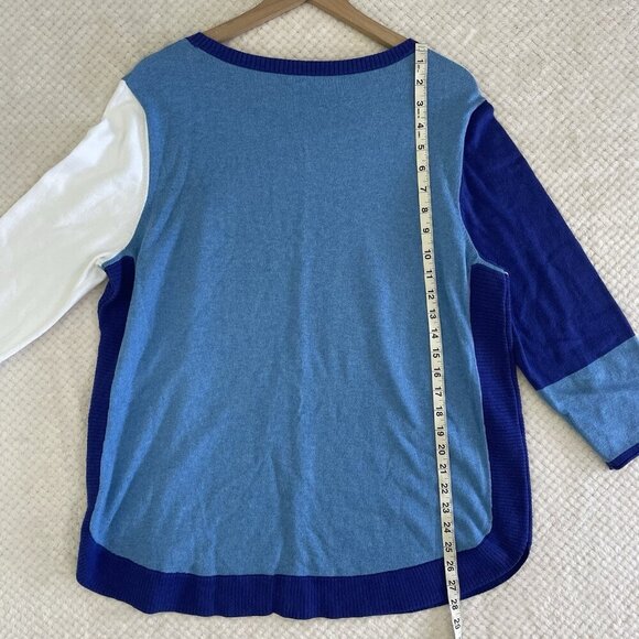 Habitat Clothes To Live Womens Geometric Colorblock Sweater Size XL Blue Cotton - Picture 13 of 16